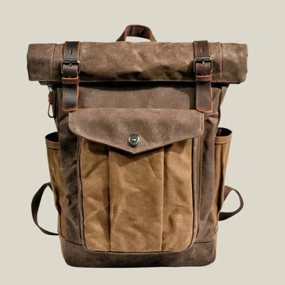 Oakern Pathfinder Backpack – Vintage Waxed Canvas Roll-Top
