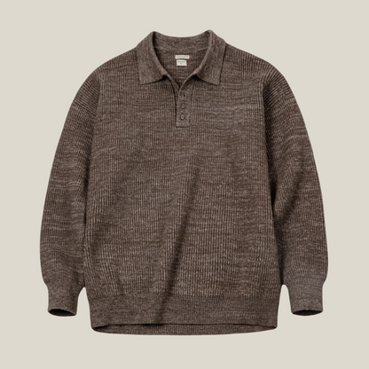 Oakern Retro Knit Polo Sweater – Soft & Breathable Long-Sleeve