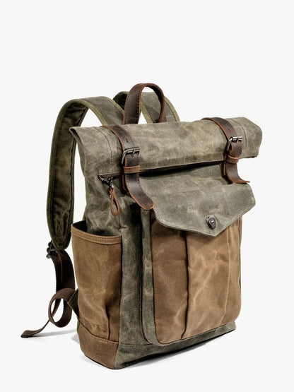 Oakern Pathfinder Backpack – Vintage Waxed Canvas Roll-Top