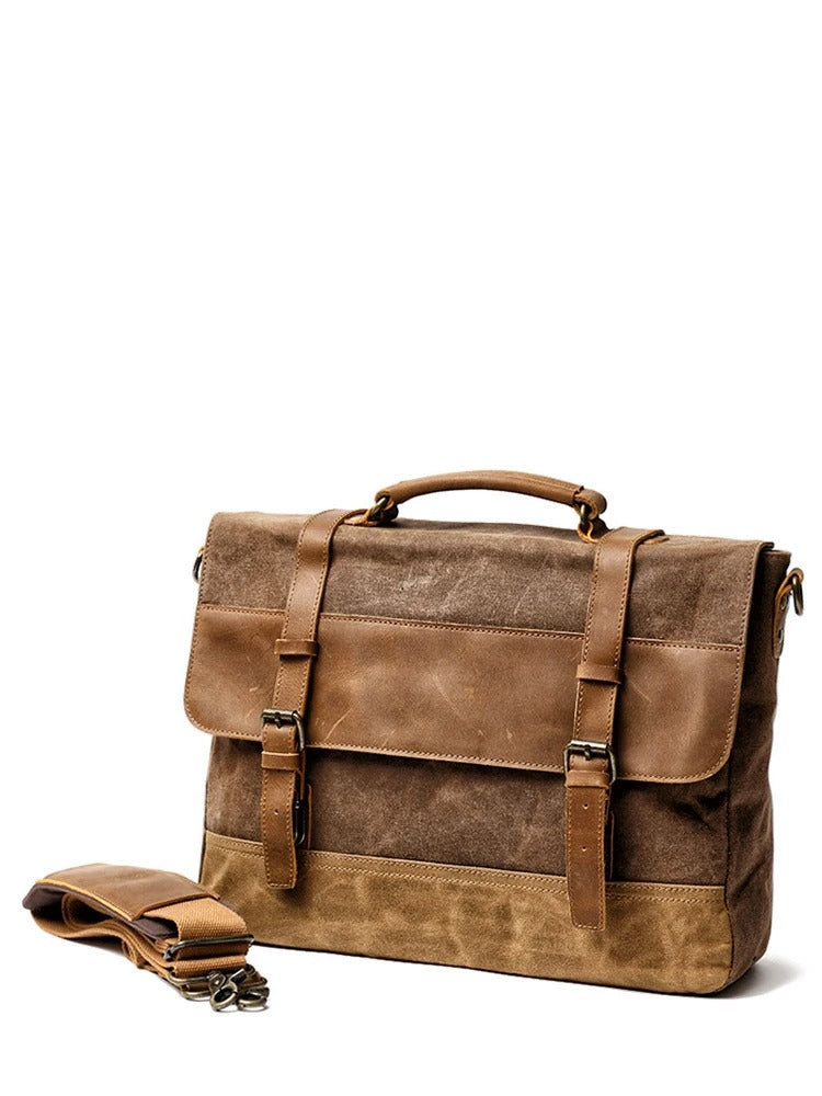 Oakern Voyager Messenger – Waxed Canvas & Leather Laptop Bag